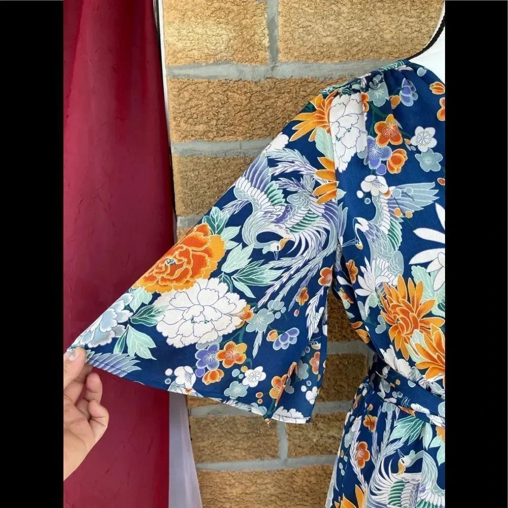 Highline Collective Asian Floral Kimono dress m - Picture 3 of 12